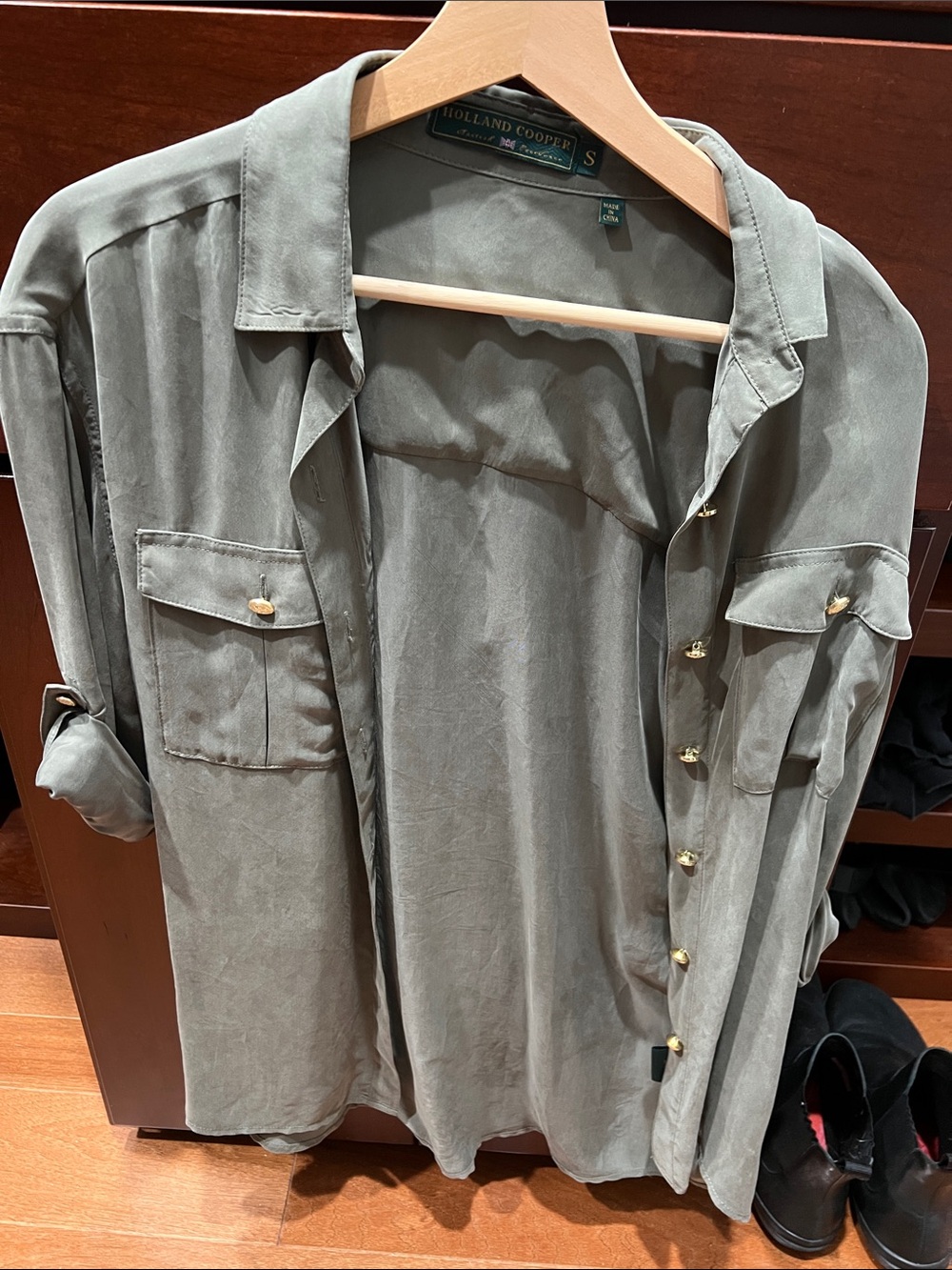 Holland Cooper women military button shirt